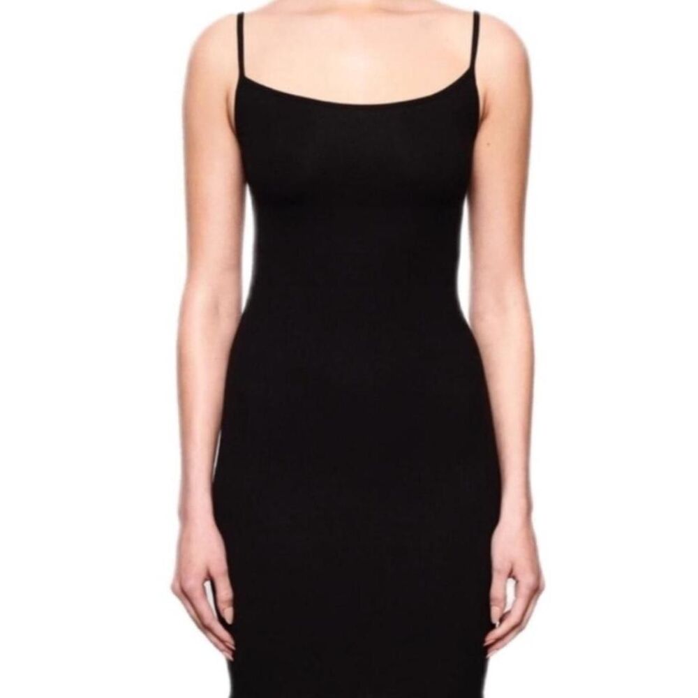 Skims Soft Lounge Ribbed Mini Slip Dress Onyx M